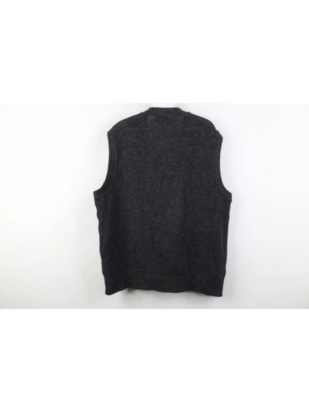 Vtg 90s Streetwear Mens XL Wool Blend Knit Herringbone V-Neck Sweater Vest USA